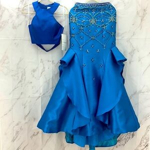 Rachel Allan Royal / Turquoise 2pc Mermaid Formal size 6